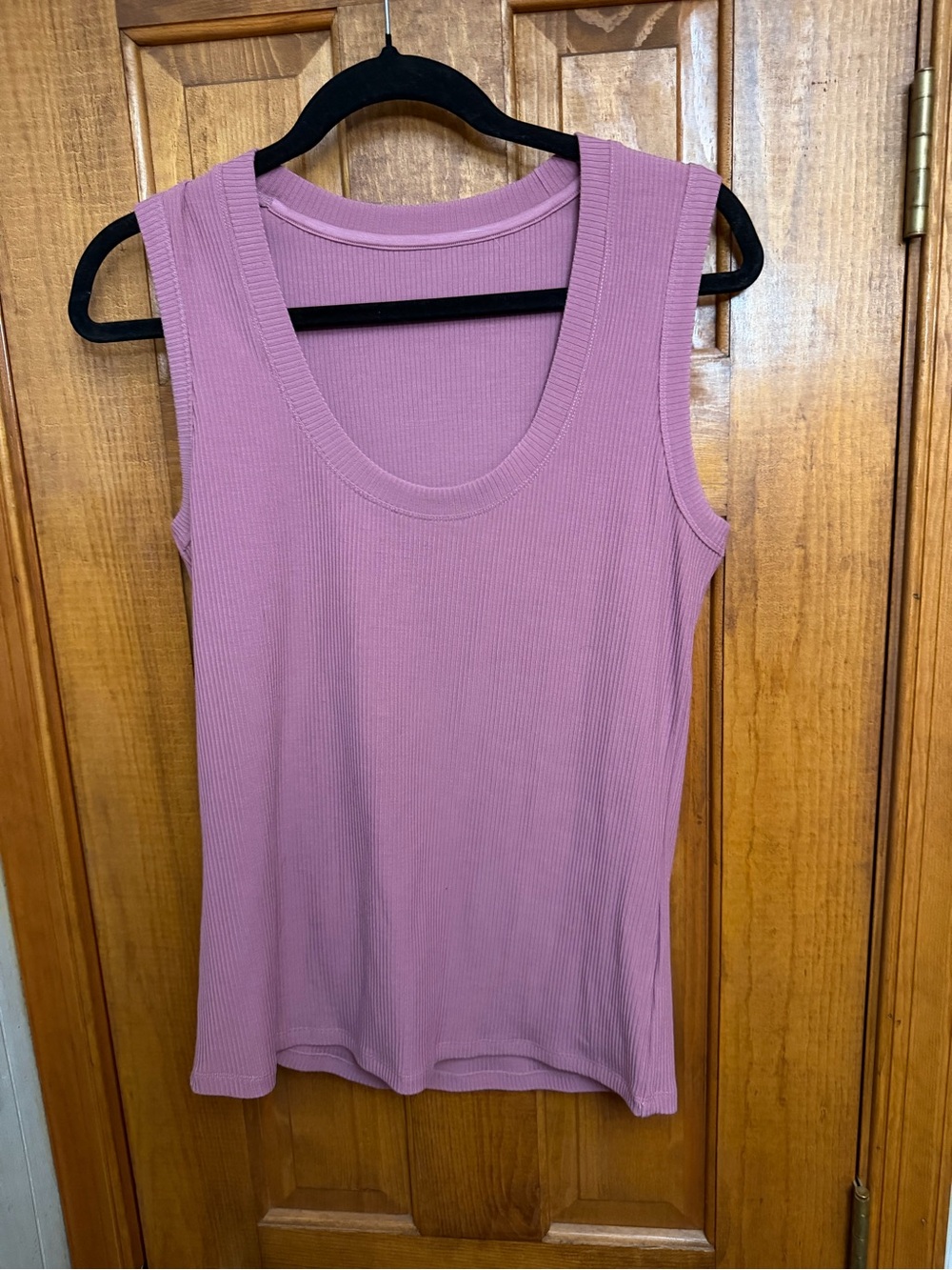 WoolX Sloane Scoop Neck Ribbed Tank – Mauve – Size Large